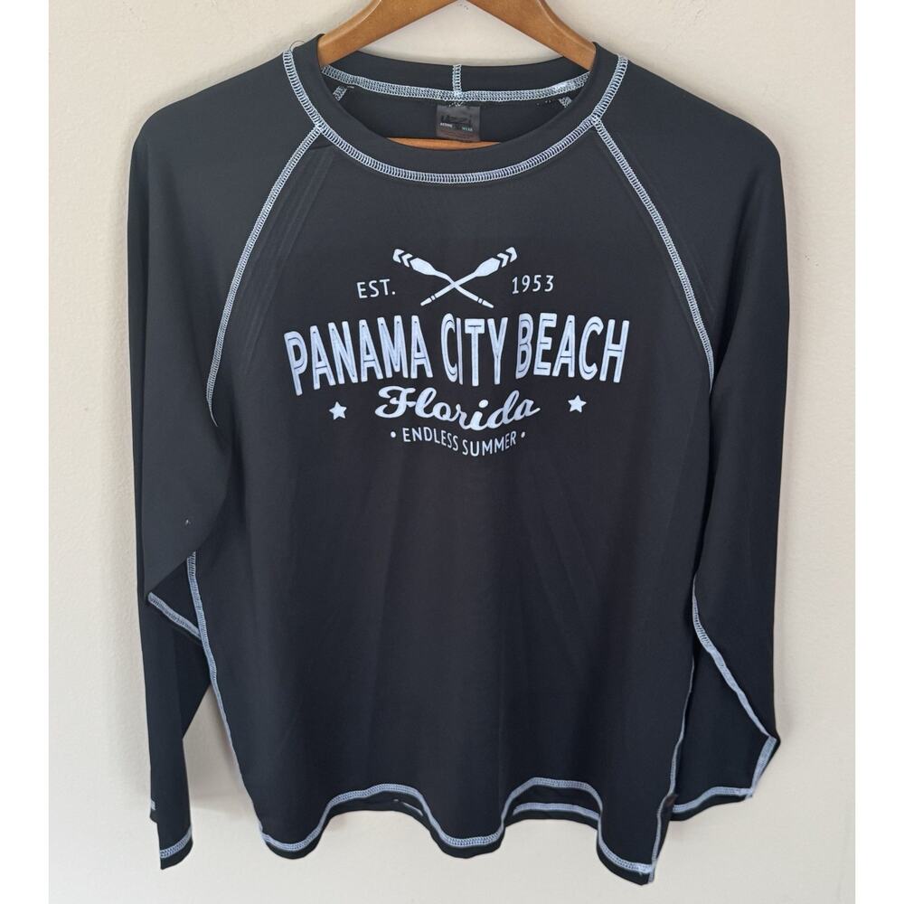 Mens Long Sleeve UZZI Surf Shirt Black With Logo Activewear XL